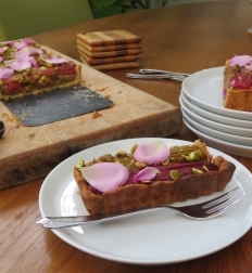 RHUBARB Pie WITH  PISTACHIOS AND ROSE WATER